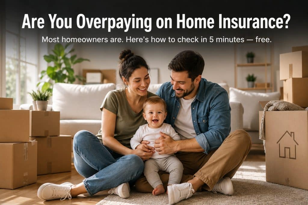 Young family in their first home comparing home insurance rates — are you overpaying?