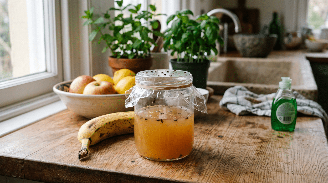 The Vinegar and Dish Soap Trap for Fruit Flies